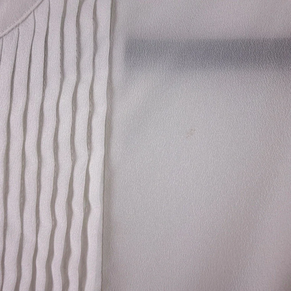 Michael‎ Kors Pleated Zip Front Blouse Womens S White Roll Tab Sleeve